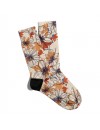 Eğlenceli Çorap Unisex  Bej Flower  Baskılı Çorap ECSOKET053