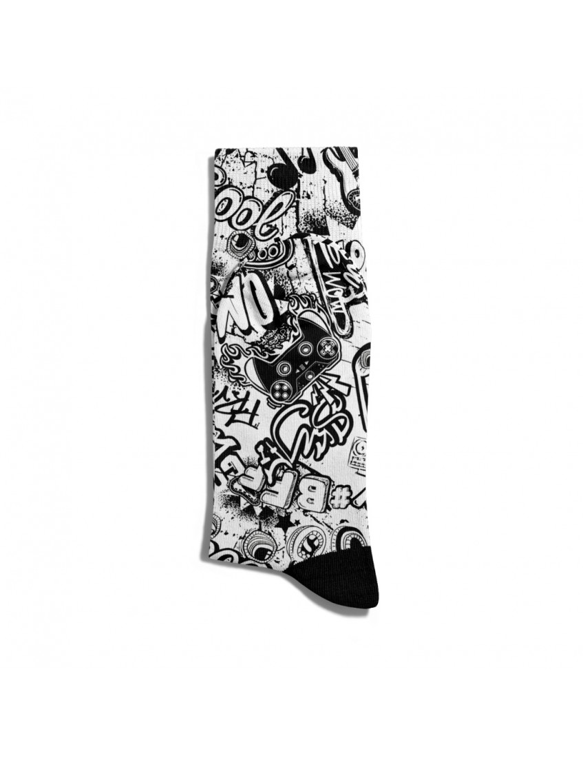 Eğlenceli Çorap Unisex Siyah PopArt X2 Baskılı Çorap ECSOKET066