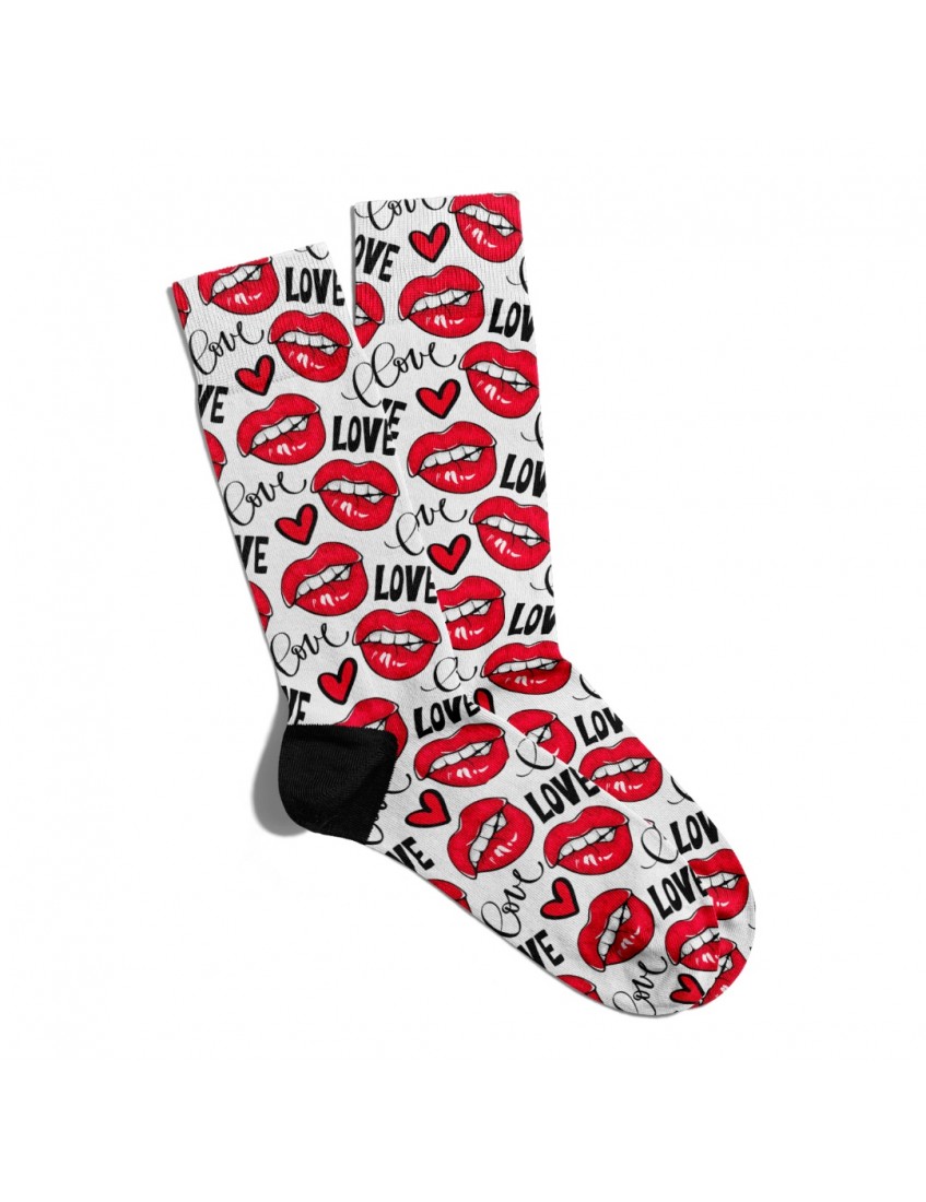 Eğlenceli Çorap Unisex  Love Lips PopArt Baskılı Çorap ECSOKET074
