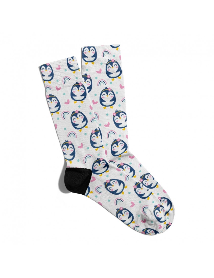 Eğlenceli Çorap Unisex  Cute Penguen Baskılı Çorap ECSOKET077