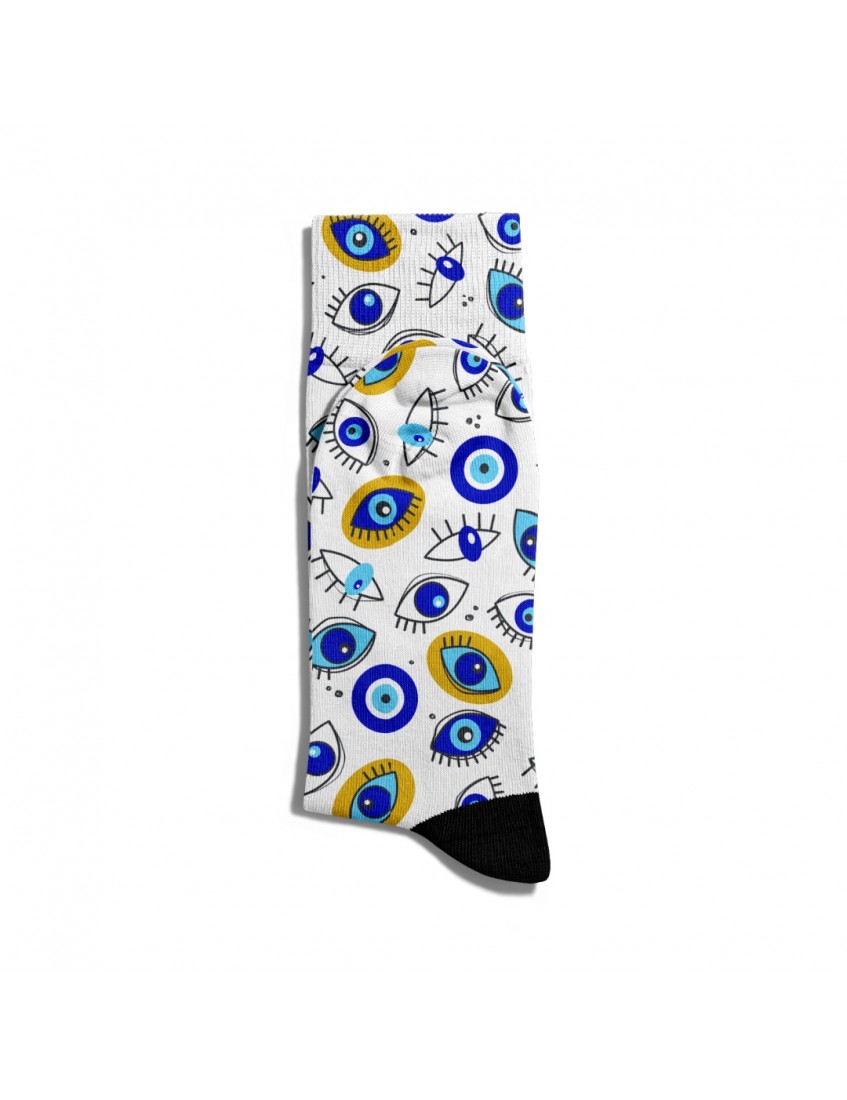 Eğlenceli Çorap Unisex Nazar Boncuk Göz Baskılı Çorap ECSOKET083 Eğlenceli Çorap Unisex Nazar Boncuk Göz Baskılı Çorap ECSOKET083