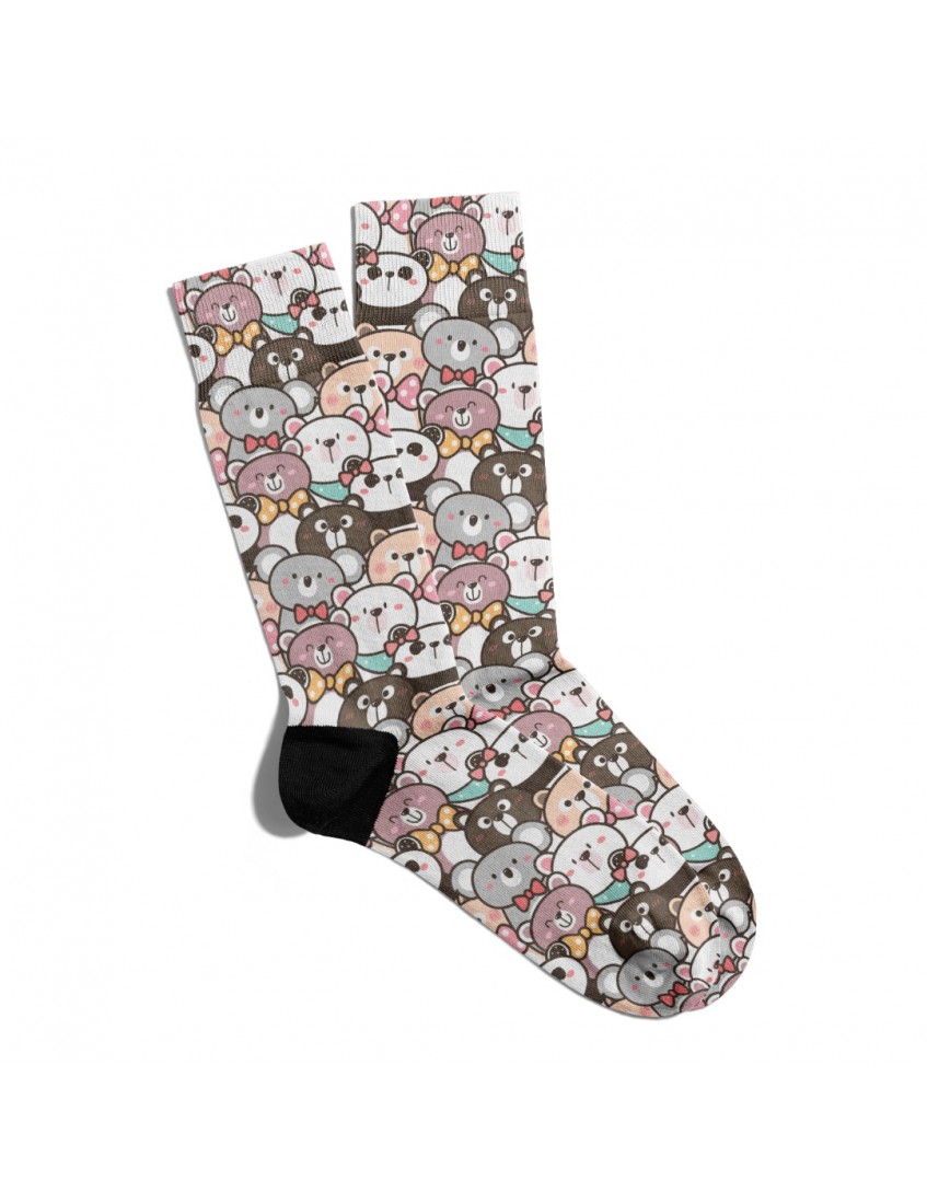 Eğlenceli Çorap Unisex  Cute Teddy Bear Desen Baskılı Çorap ECSOKET085