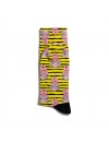 Eğlenceli Çorap Unisex Sarı Çizgili Domuz Baskılı Çorap ECSOKET099