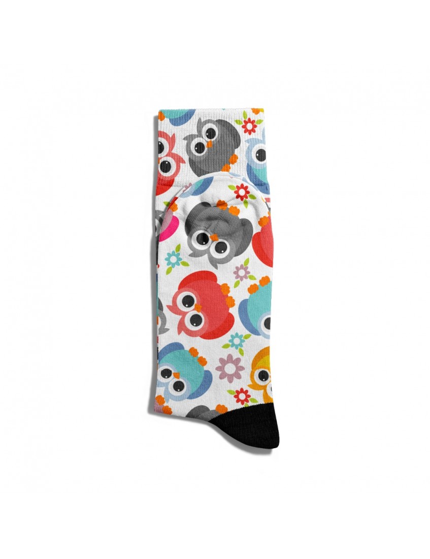 Eğlenceli Çorap Unisex Renkli Baykuşlar Baskılı Çorap ECSOKET103