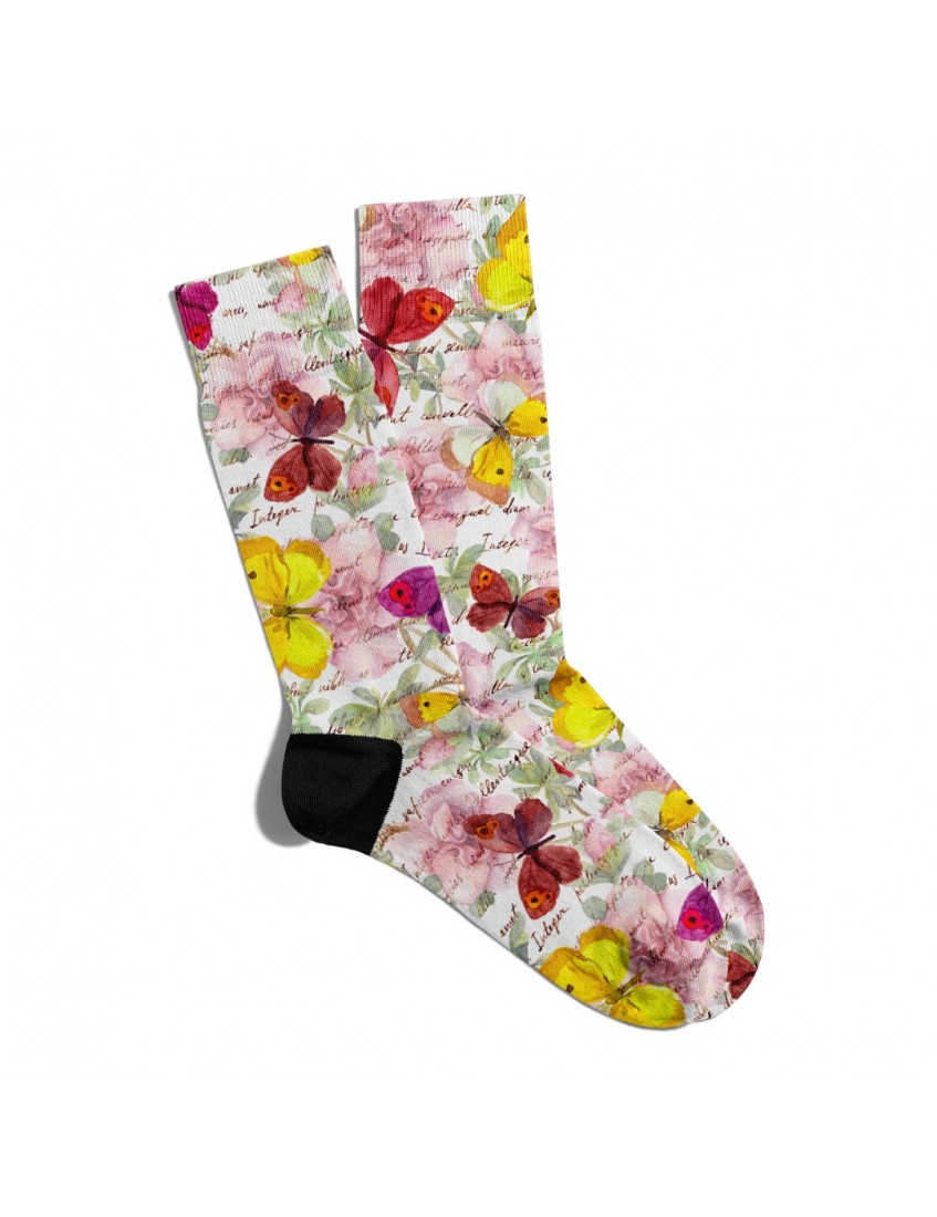 Eğlenceli Çorap Unisex  Flower Kelebek Baskılı Çorap ECSOKET106