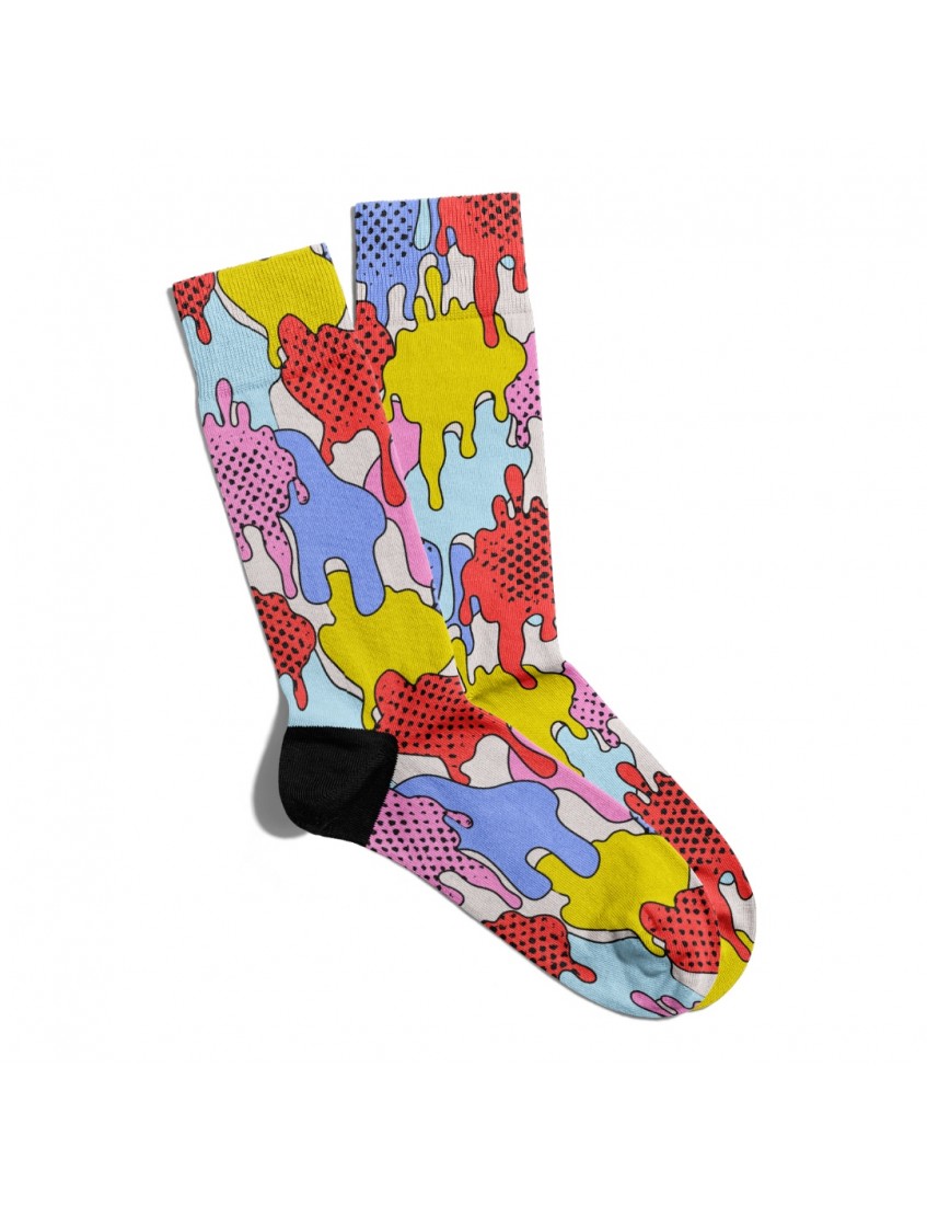 Eğlenceli Çorap Unisex Renkli Boyalar PopArt Baskılı Çorap ECSOKET107