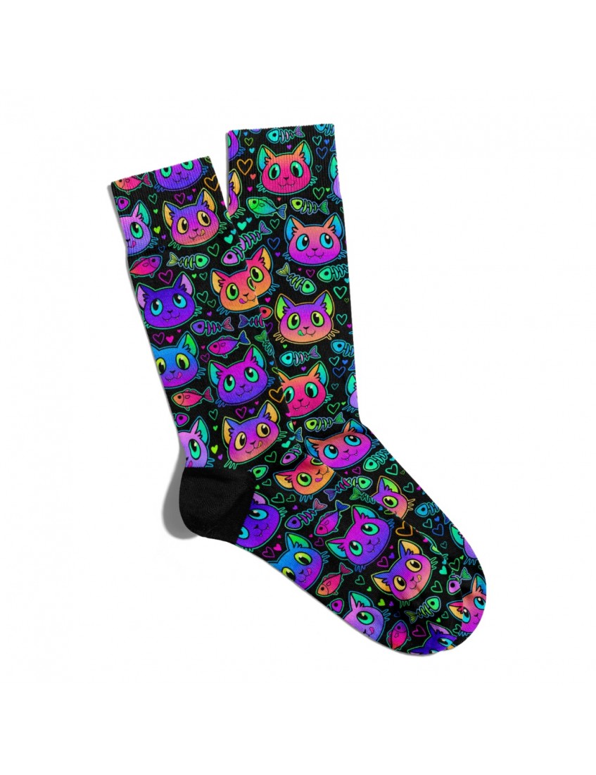 Eğlenceli Çorap Unisex Balık ve Kedi Baskılı Çorap ECSOKET112 Eğlenceli Çorap Unisex Balık ve Kedi Baskılı Çorap ECSOKET112