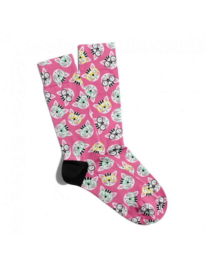Eğlenceli Çorap Unisex Pembe Cool Kedi Desen Baskılı Çorap ECSOKET114 Eğlenceli Çorap Unisex Pembe Cool Kedi Desen Baskılı Çorap ECSOKET114