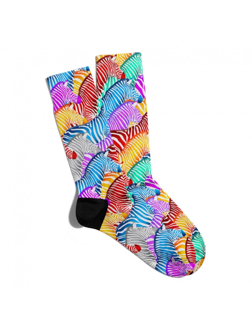 Eğlenceli Çorap Unisex Renkli Zebralar Baskılı Çorap ECSOKET138 Eğlenceli Çorap Unisex Renkli Zebralar Baskılı Çorap ECSOKET138