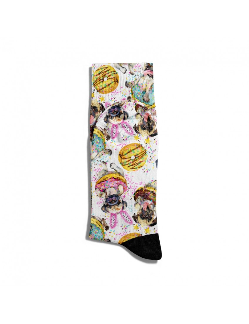 Eğlenceli Çorap Unisex  Sevimli Pug ve Donut Çorap ECSOKET139