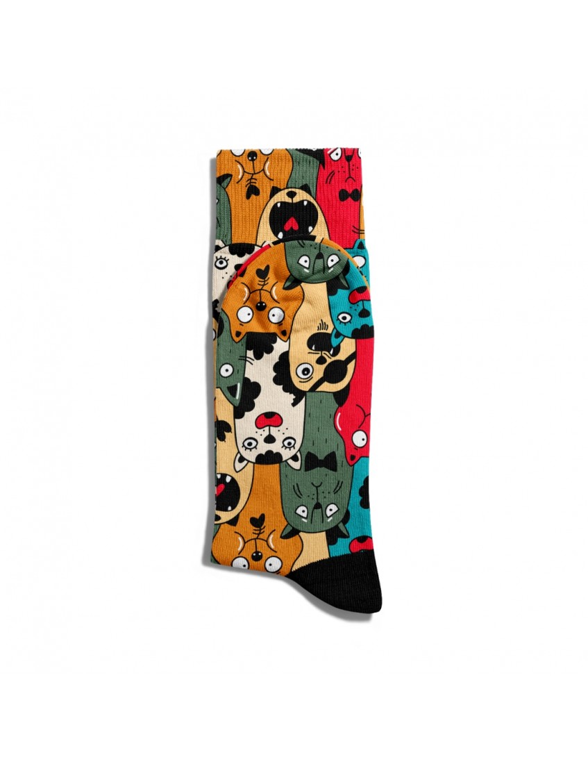 Eğlenceli Çorap Unisex Renkli Kediler Meoow Baskılı Çorap ECSOKET141 Eğlenceli Çorap Unisex Renkli Kediler Meoow Baskılı Çorap ECSOKET141