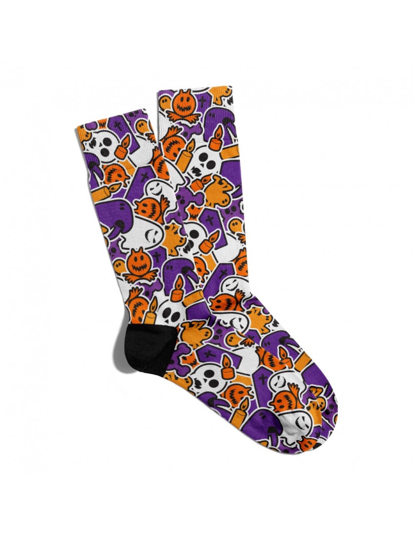 Eğlenceli Çorap Unisex Halloween  Skull Desen Baskılı Çorap ECSOKET169