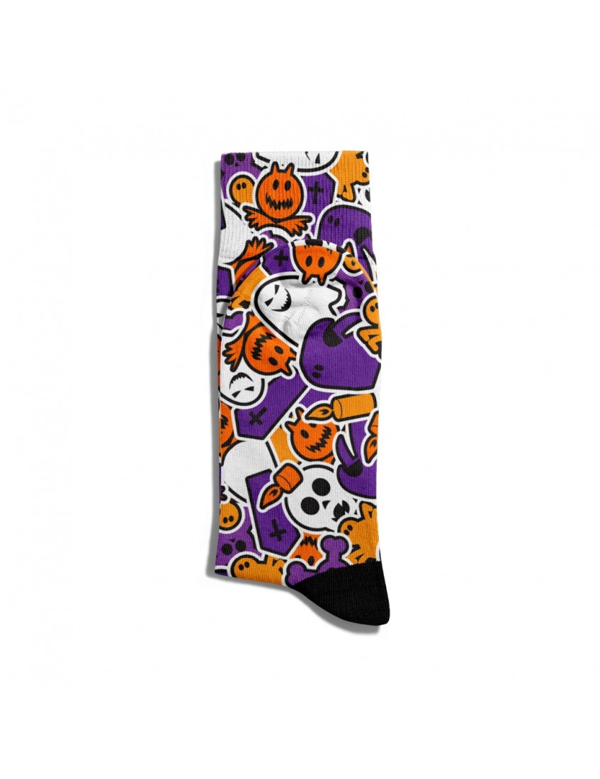 Eğlenceli Çorap Unisex Halloween  Skull Desen Baskılı Çorap ECSOKET169