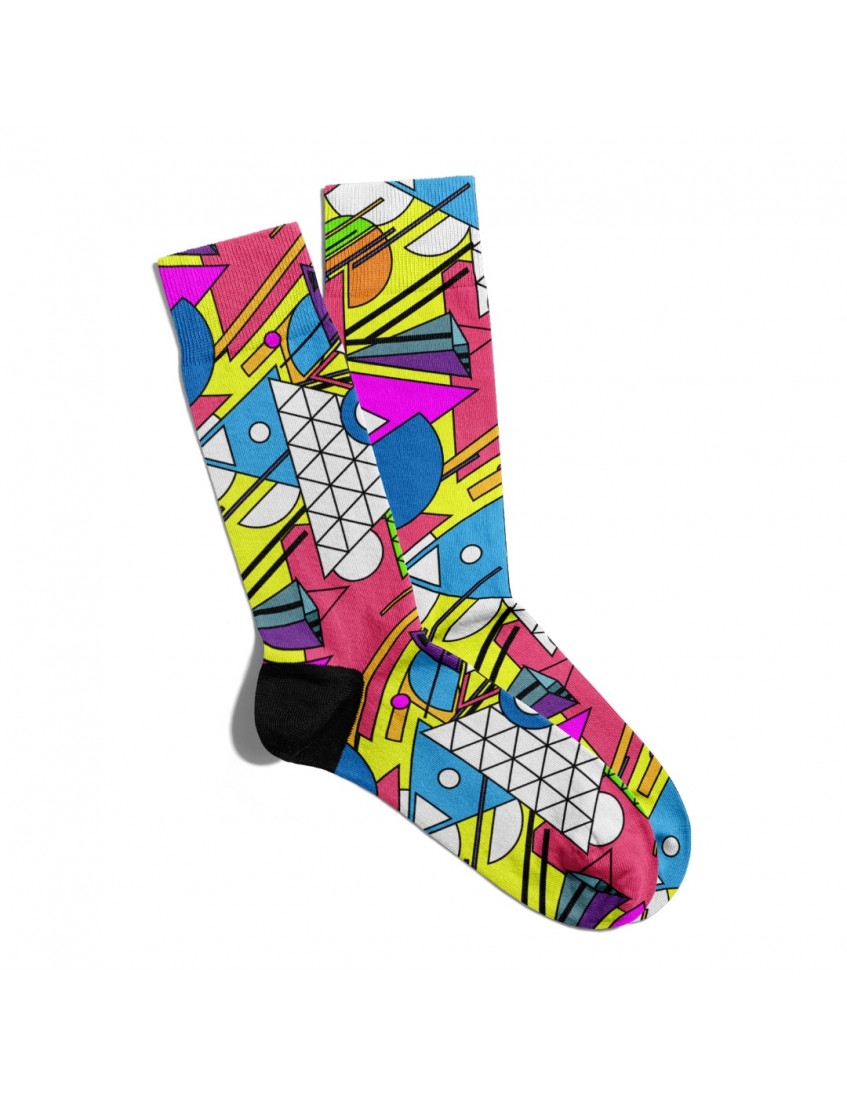 Eğlenceli Çorap Unisex Geometrik Renkli Baskılı Çorap ECSOKET176