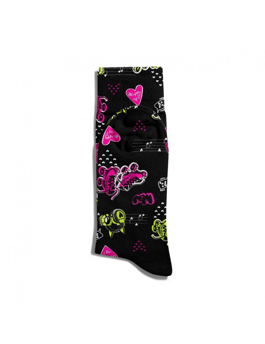 Eğlenceli Çorap Unisex Siyah WooW Paten Desen Baskılı ECSOKET177 Eğlenceli Çorap Unisex Siyah WooW Paten Desen Baskılı ECSOKET177