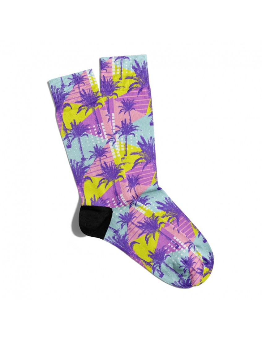 Eğlenceli Çorap Unisex Soft Palmiye Ağaç Desen Baskılı Çorap ECSOKET179