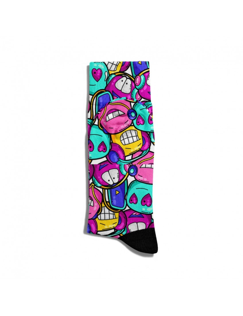 Eğlenceli Çorap Unisex  Mutlu Emojiler Music Baskılı Çorap ECSOKET180