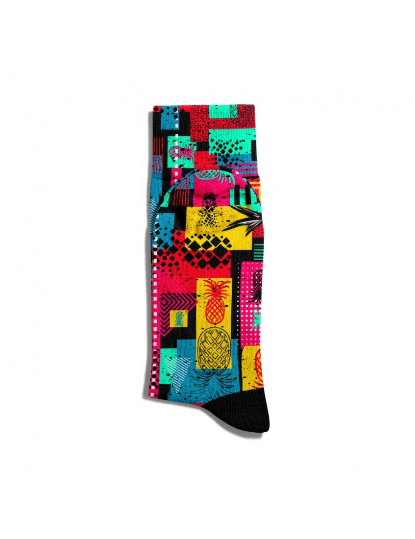Eğlenceli Çorap Unisex  Geometrik Renkli Ananas Baskılı Çorap ECSOKET193