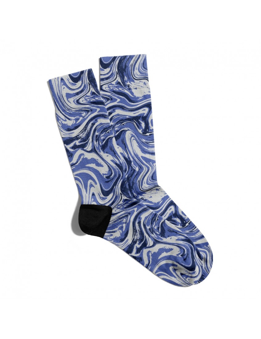 Eğlenceli Çorap Unisex  Mavi Dalgalar Baskılı Çorap ECSOKET194