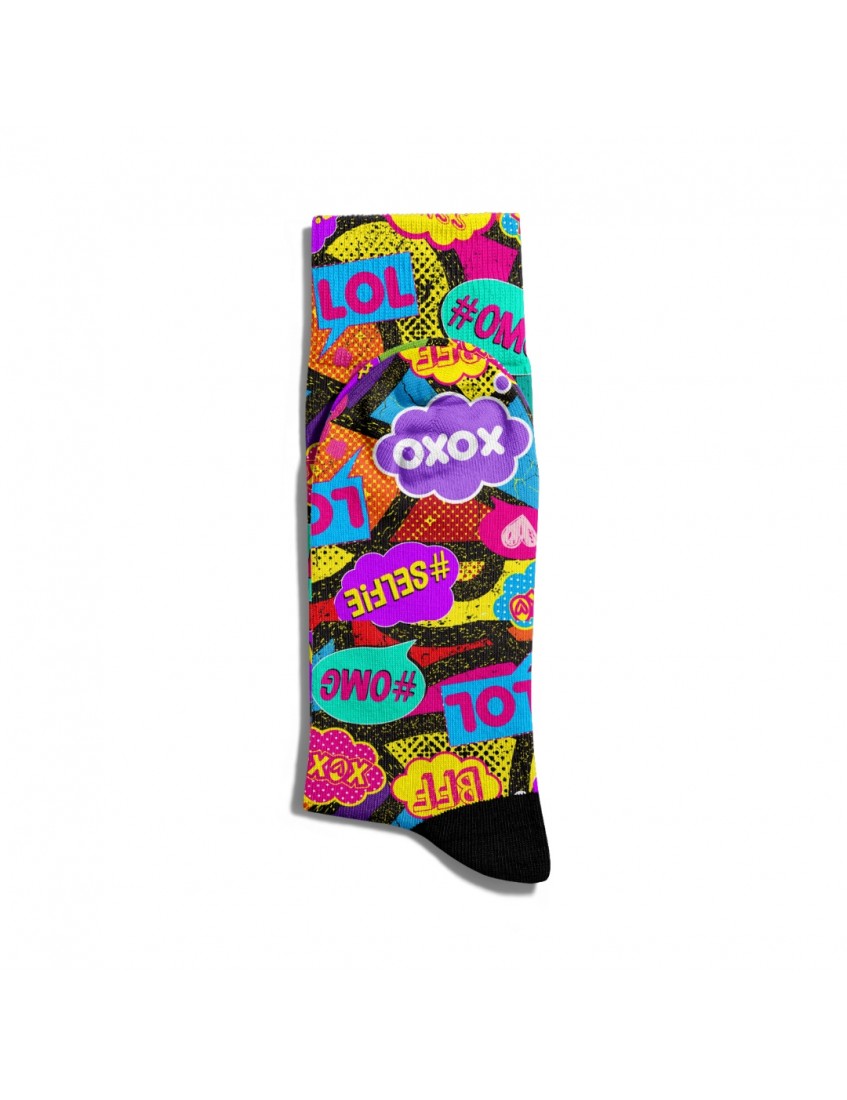 Eğlenceli Çorap Unisex XOXO BFF PopArt Baskılı Çorap ECSOKET219