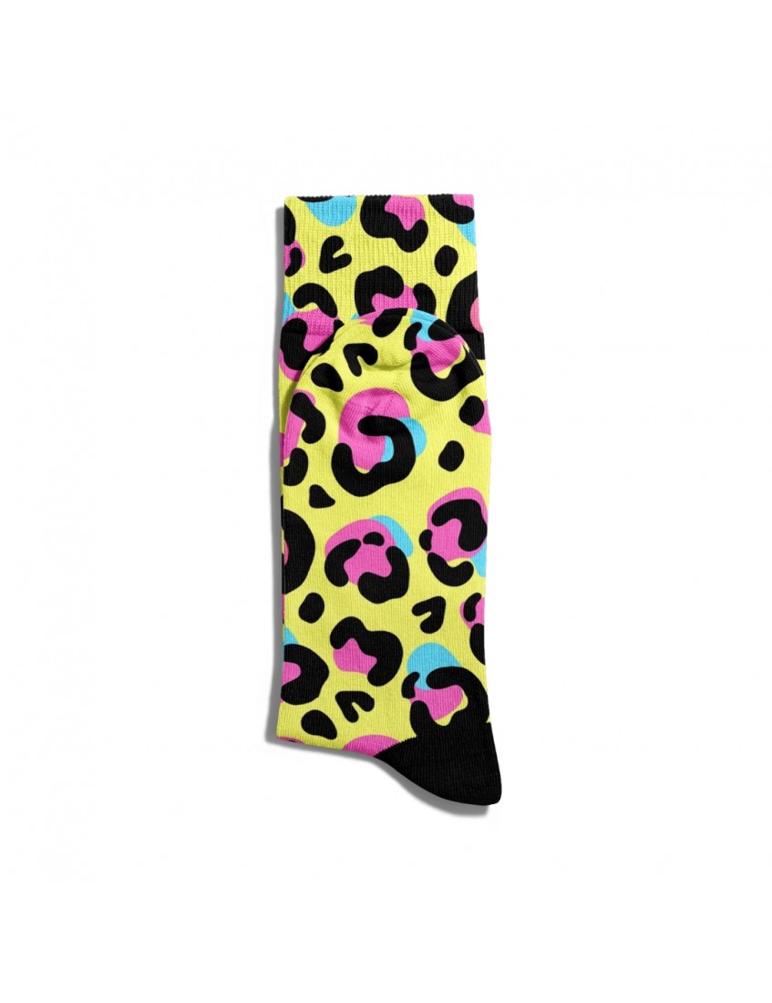 Eğlenceli Çorap Unisex Sarı Leopar Desen Baskılı Çorap ECSOKET235 Eğlenceli Çorap Unisex Sarı Leopar Desen Baskılı Çorap ECSOKET235