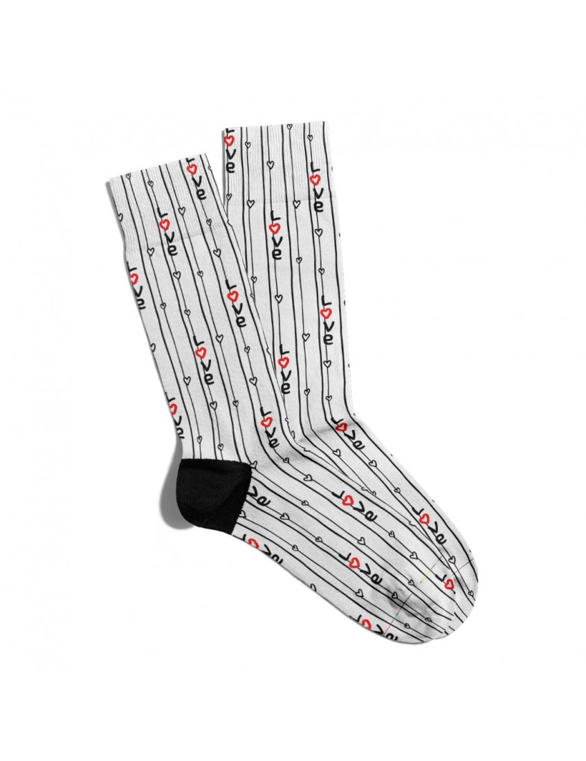 Eğlenceli Çorap Unisex Love Şerit Baskılı Desen Baskılı Çorap ECSOKET237