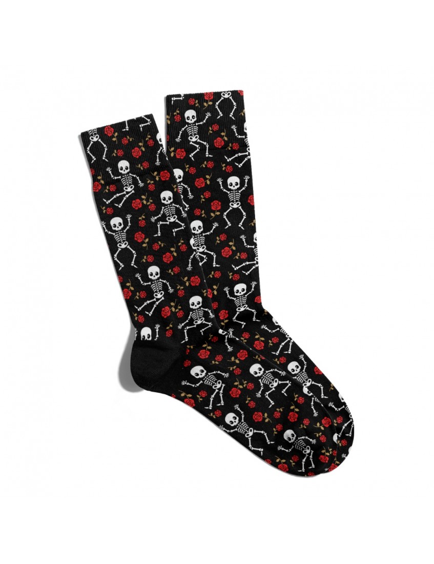 Eğlenceli Çorap Unisex  Skull Rose  Detay Baskılı Çorap ECSOKET238