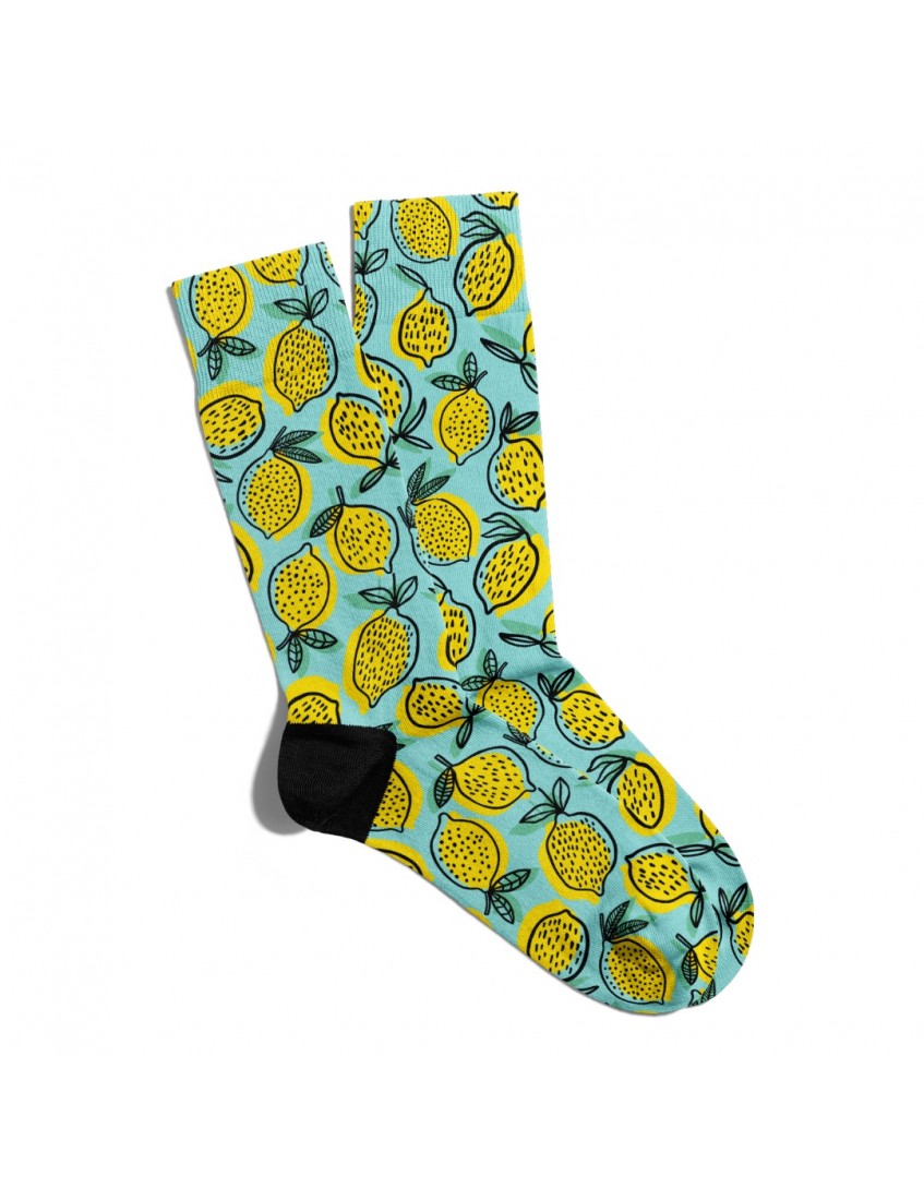 Eğlenceli Çorap Unisex  Yaz Tasarımlı Limon Desen Baskılı Çorap ECSOKET241