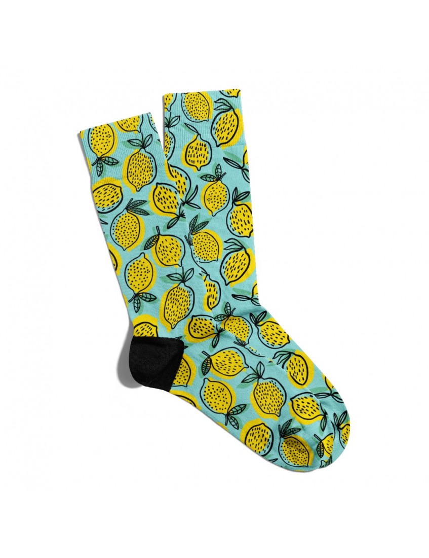 Eğlenceli Çorap Unisex Yaz Tasarımlı Limon Desen Baskılı Çorap ECSOKET241 Eğlenceli Çorap Unisex Yaz Tasarımlı Limon Desen Baskılı Çorap ECSOKET241