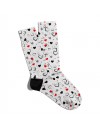 Eğlenceli Çorap Unisex Siyah Kırmızı Kalp Baskılı Çorap ECSOKET256