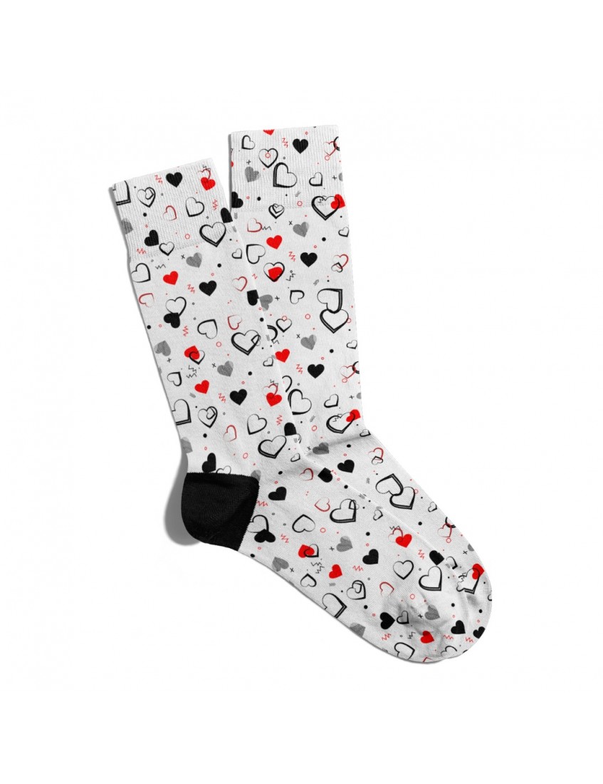 Eğlenceli Çorap Unisex Siyah Kırmızı Kalp Baskılı Çorap ECSOKET256 Eğlenceli Çorap Unisex Siyah Kırmızı Kalp Baskılı Çorap ECSOKET256