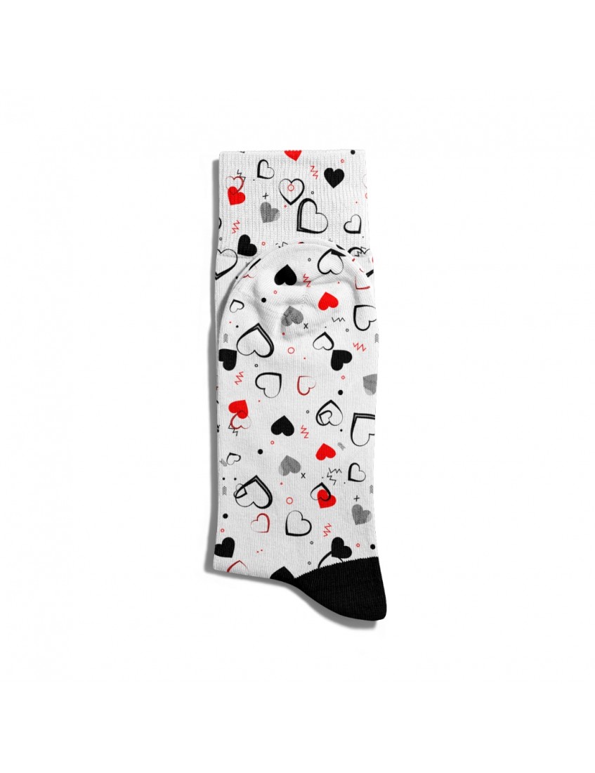 Eğlenceli Çorap Unisex Siyah Kırmızı Kalp Baskılı Çorap ECSOKET256 Eğlenceli Çorap Unisex Siyah Kırmızı Kalp Baskılı Çorap ECSOKET256