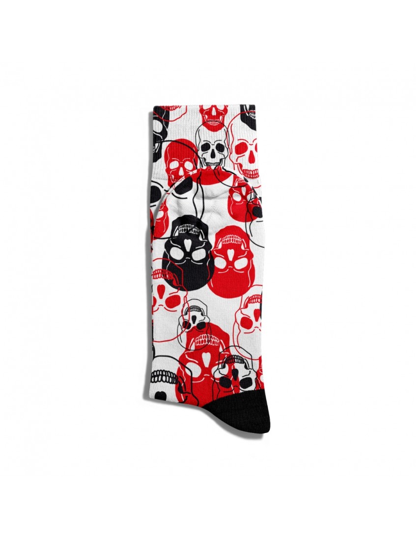 Eğlenceli Çorap Unisex Renkli Kırmızı Siyah Skull Baskılı Çorap ECSOKET257 Eğlenceli Çorap Unisex Renkli Kırmızı Siyah Skull Baskılı Çorap ECSOKET257