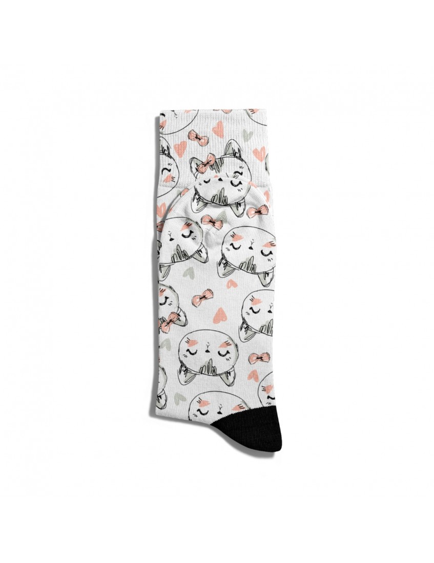 Eğlenceli Çorap Unisex  Sevimli Şeker Kedi Baskılı Çorap ECSOKET259
