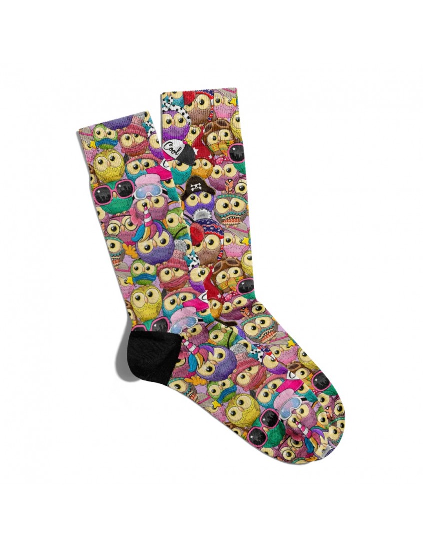 Eğlenceli Çorap Unisex Karışık Renkli Sevimli Baykuş Baskılı Çorap ECSOKET269 Eğlenceli Çorap Unisex Karışık Renkli Sevimli Baykuş Baskılı Çorap ECSOKET269