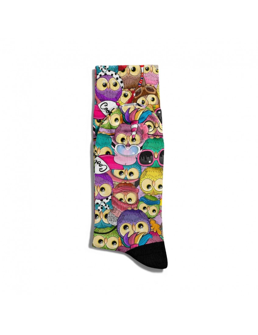 Eğlenceli Çorap Unisex Karışık Renkli Sevimli Baykuş Baskılı Çorap ECSOKET269
