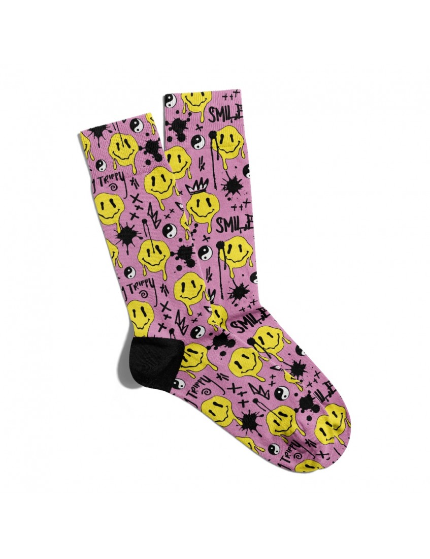 Eğlenceli Çorap Unisex Trippy Smiles Desen Baskılı Çorap ECSOKET274