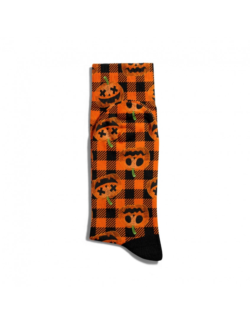 Eğlenceli Çorap Unisex Ekose Halloween Desen Baskılı Çorap ECSOKET281