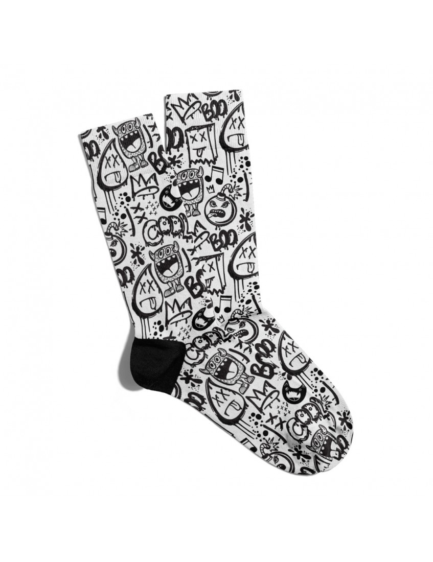 Eğlenceli Çorap Unisex Siyah BOOM Tatlı PopArt Desen Baskılı Çorap ECSOKET282