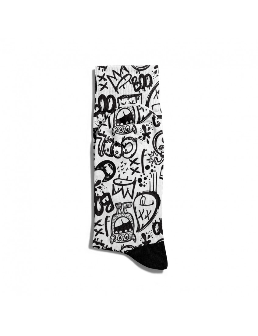 Eğlenceli Çorap Unisex Siyah BOOM Tatlı PopArt Desen Baskılı Çorap ECSOKET282