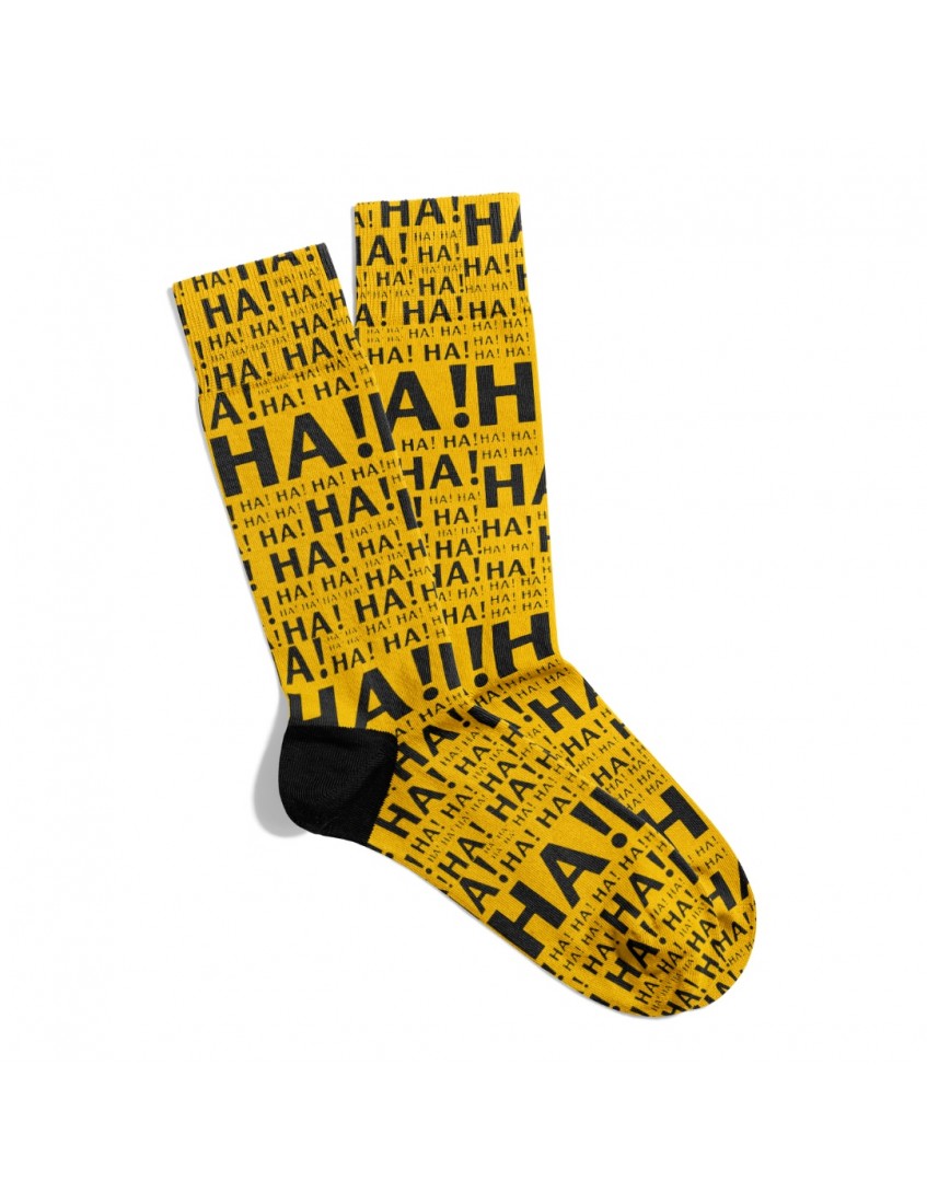 Eğlenceli Çorap Unisex Sarı Ha Ha Ha ES Baskılı Çorap ECSOKET307 Eğlenceli Çorap Unisex Sarı Ha Ha Ha ES Baskılı Çorap ECSOKET307