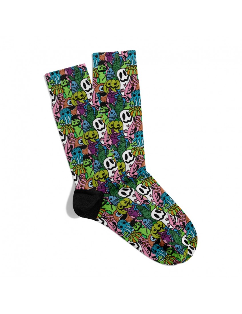 Eğlenceli Çorap Unisex Yeşil Bal Kabağı HX Baskılı Çorap ECSOKET312