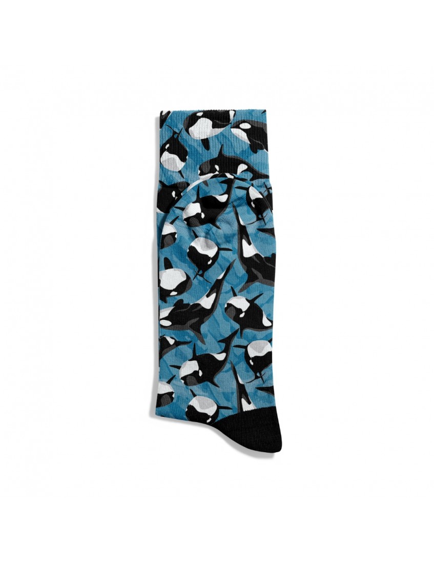 Eğlenceli Çorap Unisex Siyah Yunus Balığı Baskılı Çorap ECSOKET326