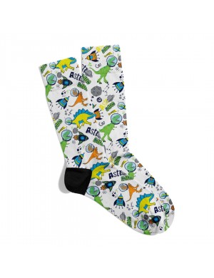 Eğlenceli Çorap Unisex Astronot Dino Desen Baskılı Çorap ECSOKET331
