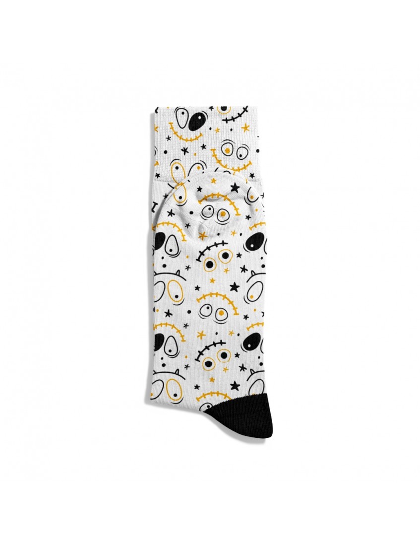 Eğlenceli Çorap Unisex Şaşkın Skull Emoji Baskılı Çorap ECSOKET332