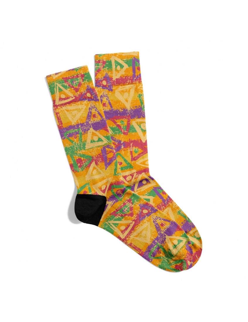 Eğlenceli Çorap Unisex Sarı Geo Etknik Desen Baskılı Çorap ECSOKET335 Eğlenceli Çorap Unisex Sarı Geo Etknik Desen Baskılı Çorap ECSOKET335