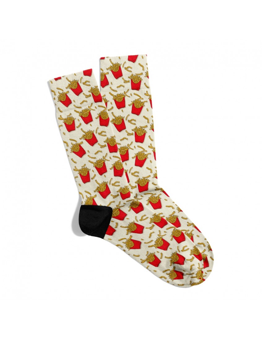 Eğlenceli Çorap PopArt Patates Kızartma Desen Baskılı Çorap ECSOKET357