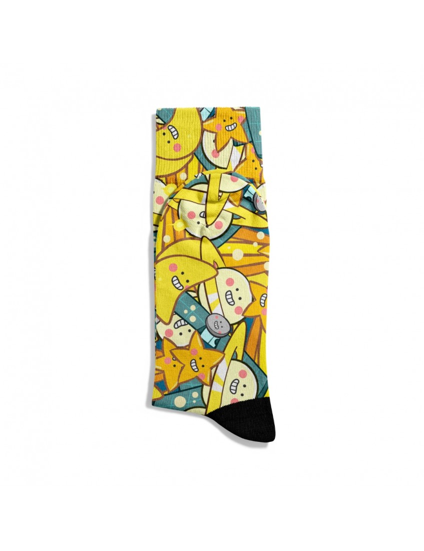 Eğlenceli Çorap PopArt Renkli Yıldız Smile Desen Baskılı Çorap ECSOKET358