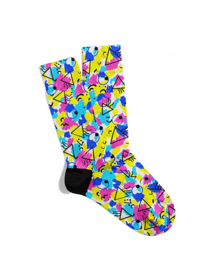 Eğlenceli Çorap Geometrik Üçgen Etnik Desen Baskılı Çorap ECSOKET359