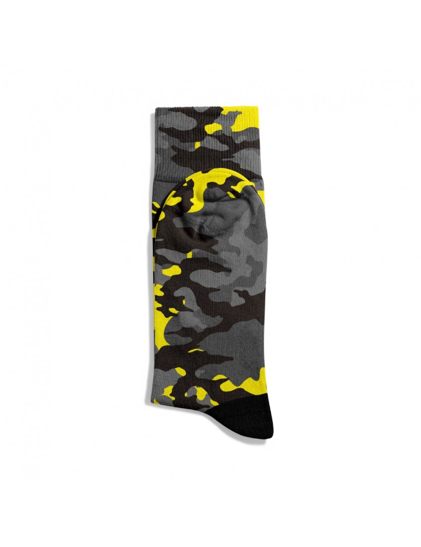 Eğlenceli Çorap Sarı Gri Kamuflaj Desen Baskılı Çorap ECSOKET366